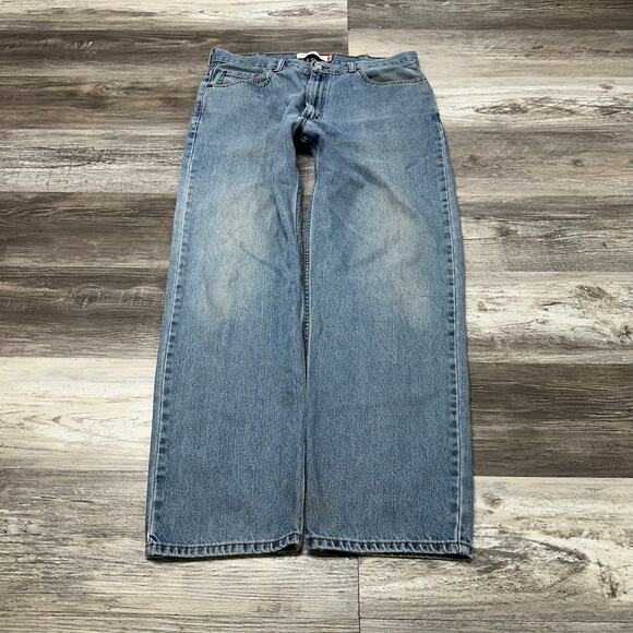 Levis 550 Faded Mid Wash Blue Mens 38x32 Relaxed Fit Straight Leg Jeans Red Tab - Picture 2 of 13
